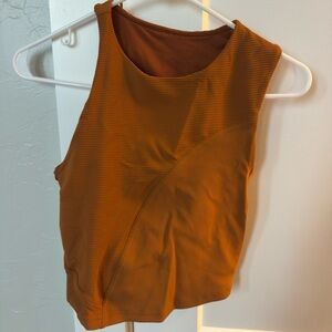lululemon brown crop asymmetrical tank, size 4!